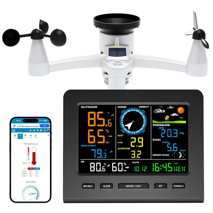SmartWeather Pro™ – WiFi Wireless Indoor & Outdoor Weather Station with Rain, Wind & Temp Monitoring