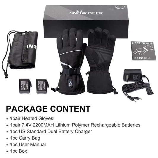 Brand Heated Gloves Motorcycle Winter Heated Gloves Warm Waterproof Rechargeable Heating Thermal Gloves for Snowmobile